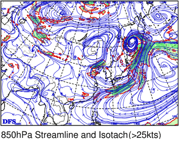   κ 850hPa ( 1500m)  帧 ӵ(ǳ) Ÿ ϱ⵵