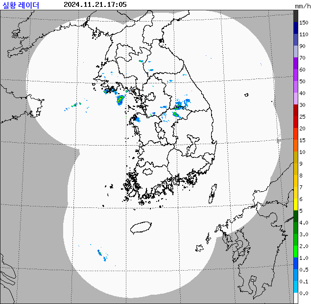 Rain rate : 2024/11/21 17:05 (KST)